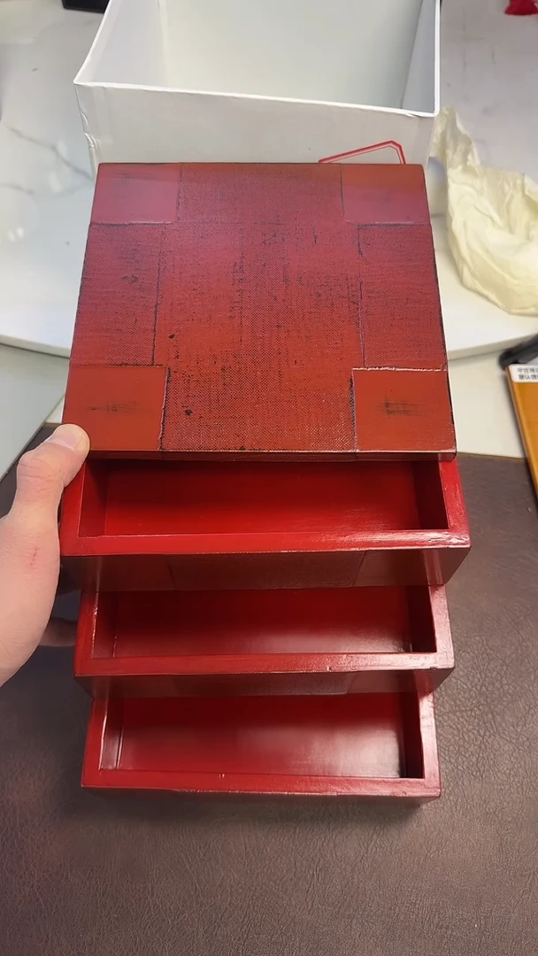 080三层木胎朱漆口径17.5