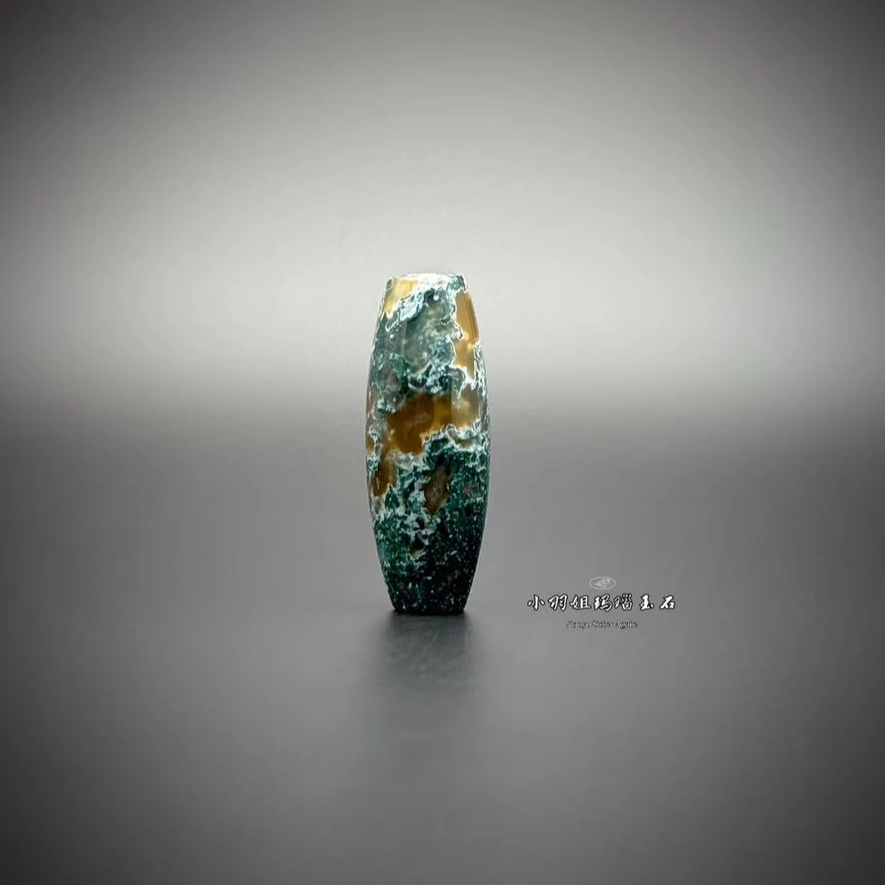 天然草花玛瑙水草绿玛瑙勒子  尺寸 43*15.9