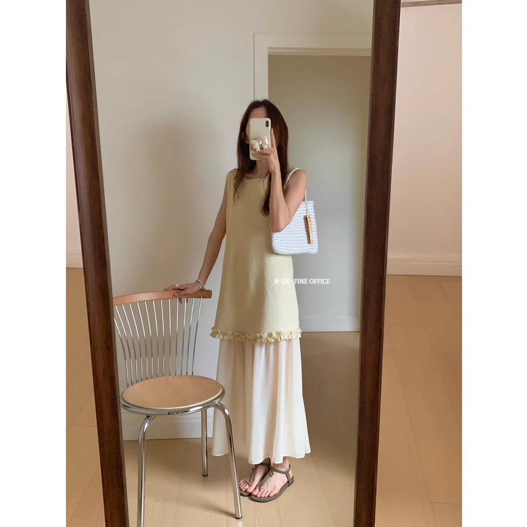 夏季韩版必备连衣裙子中长款宽松出游韩系穿搭感仙系穿搭感