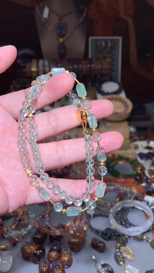 水晶珠宝半成品未镶嵌翠幽灵项链，多样性发一