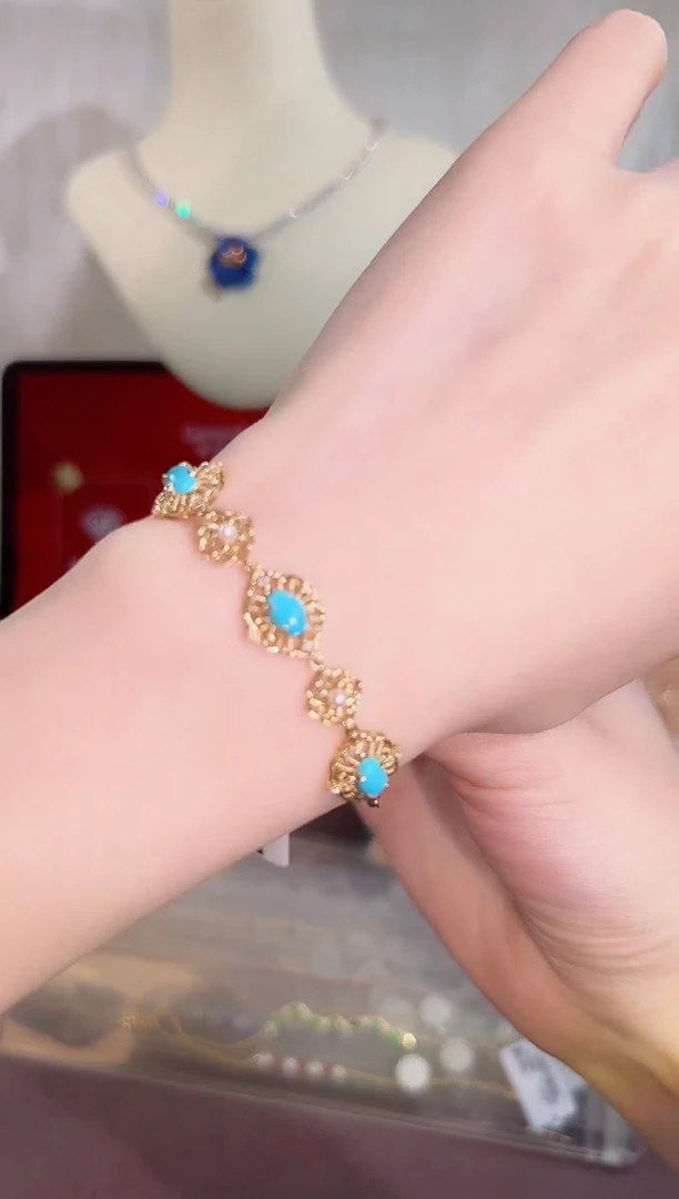 18K金镶嵌绿松石手链BB4744#-Y#83