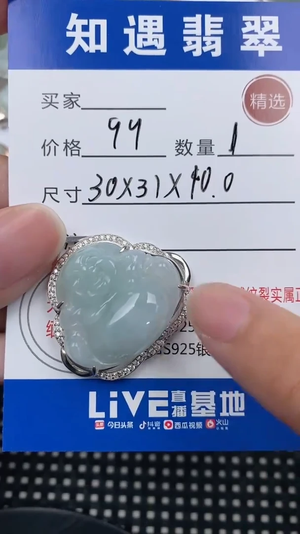 翡翠银S925镶嵌颈饰挂件