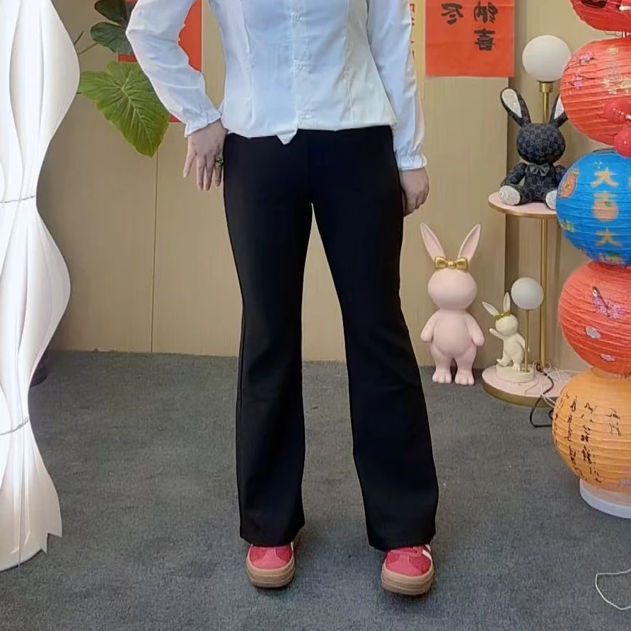 2025春季新款休闲裤显瘦百搭纯色高腰黑色气质时尚弹力YUY