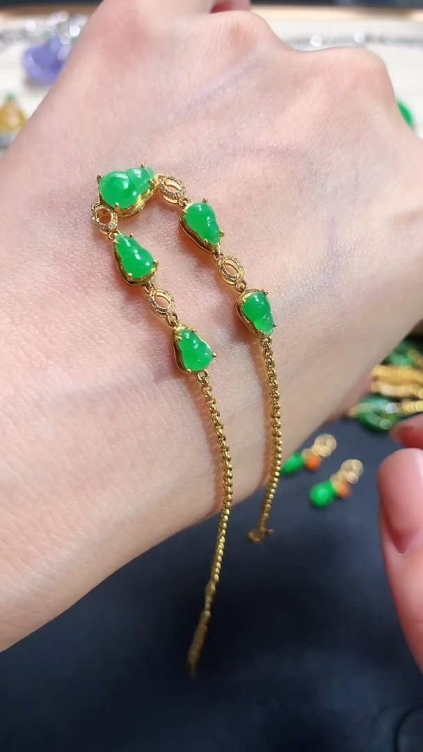 18K金镶嵌手链翡翠|3980+0