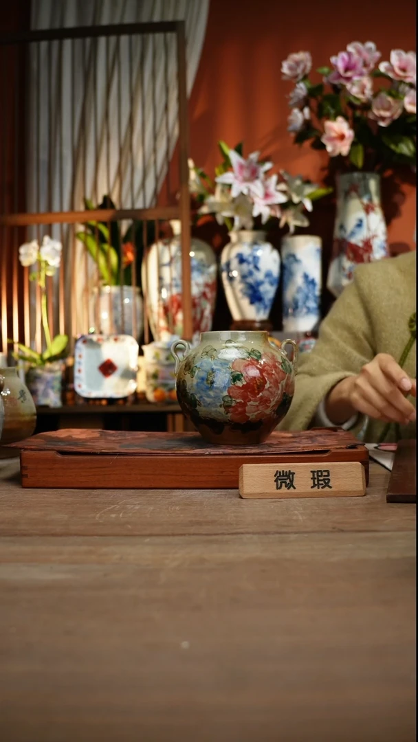 当代景德镇设计师釉下手绘陶瓷花瓶