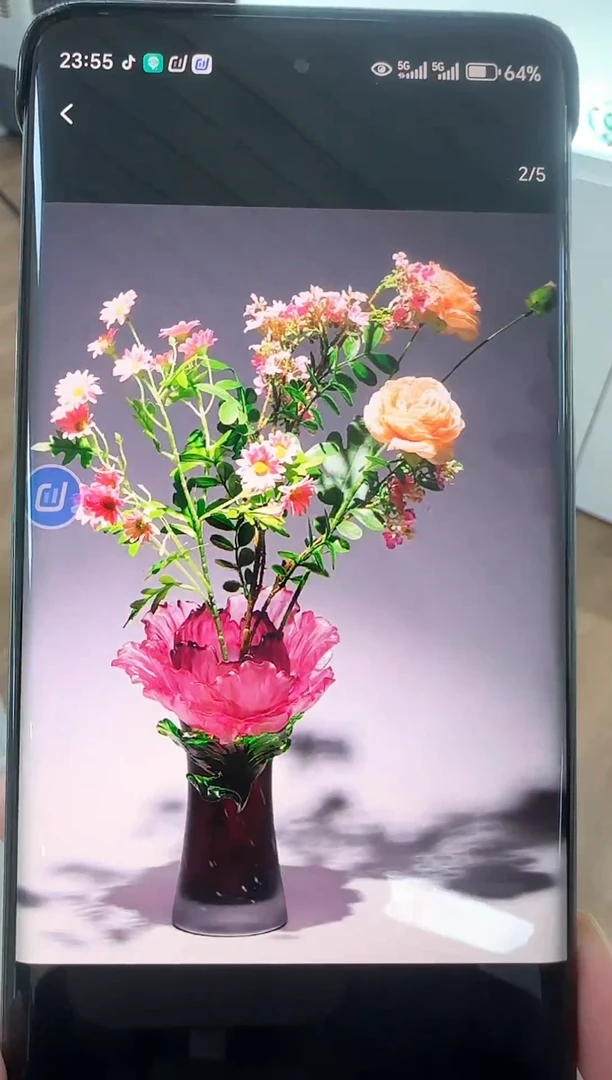 手工艺品琉璃用****^牡丹花花瓶28.8高