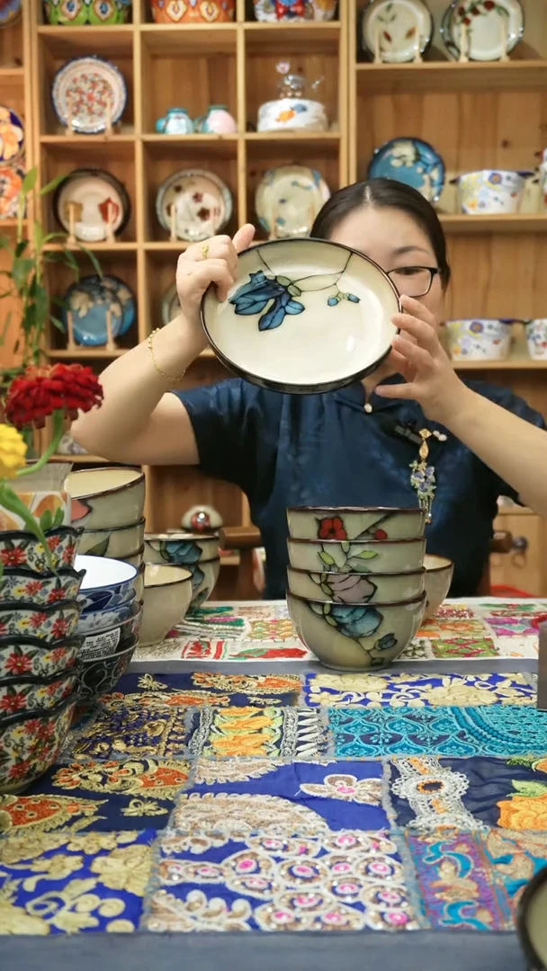 瓷片小可高温瓷餐具一组4只米饭碗