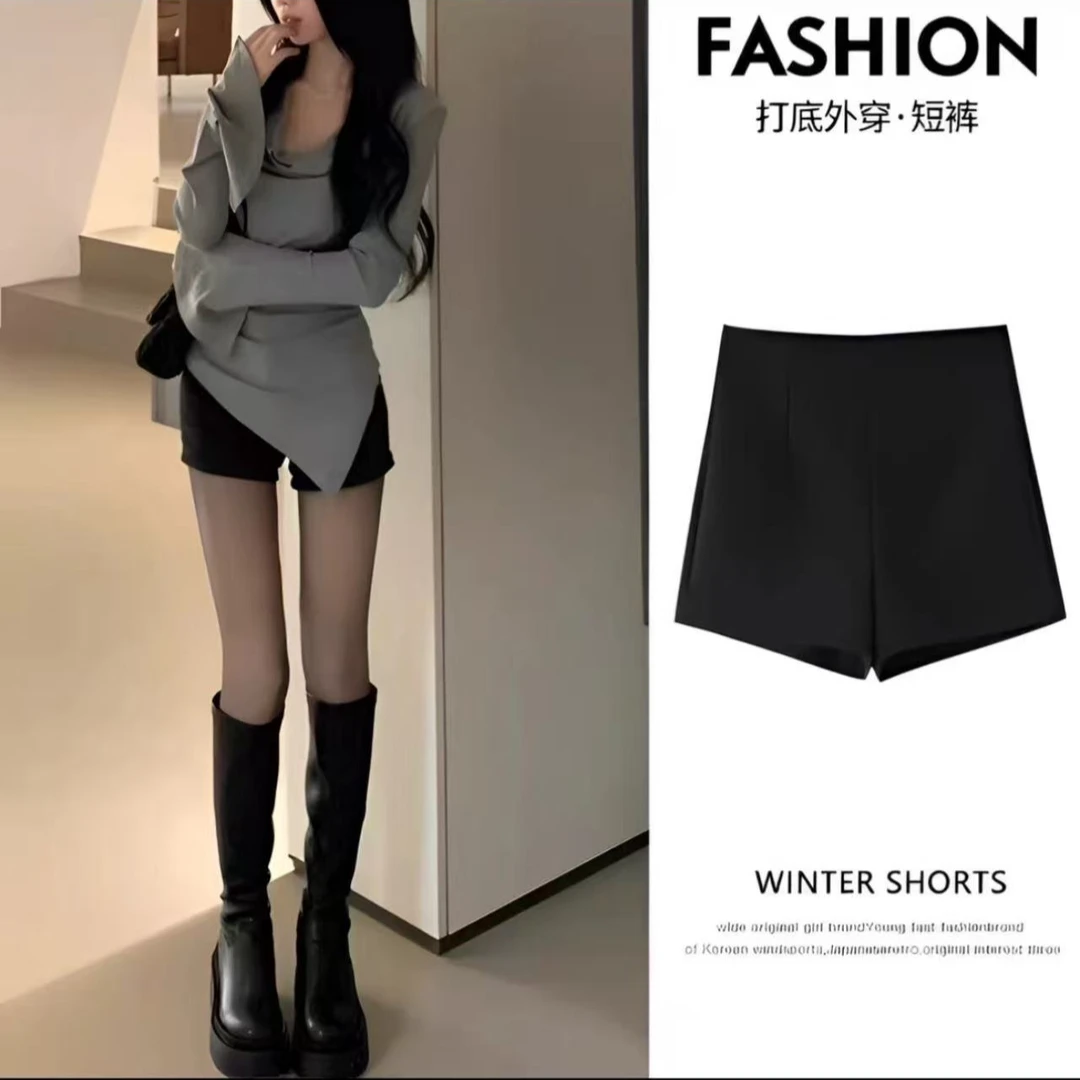 黑色半身裙百搭高腰梨形身材弹力穿搭女款内搭时尚短裤短裙新款