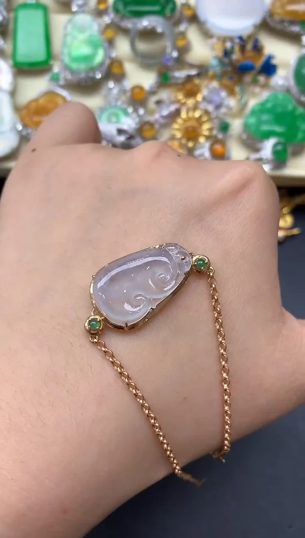 18K金镶嵌手链翡翠368-中国好珍宝