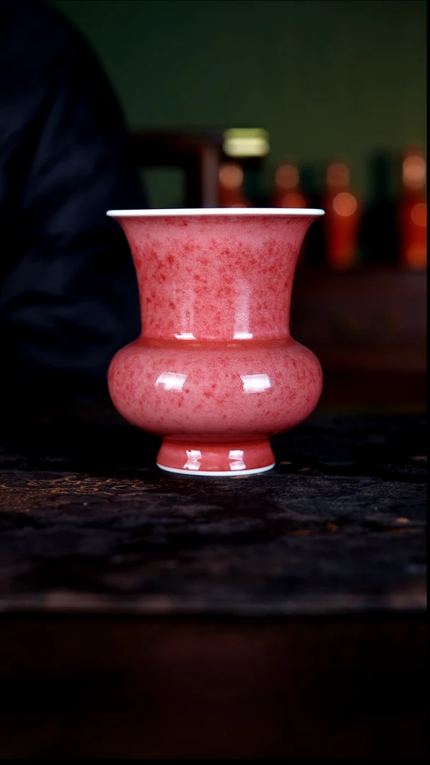 杯子白泥豇豆红高温铜红釉