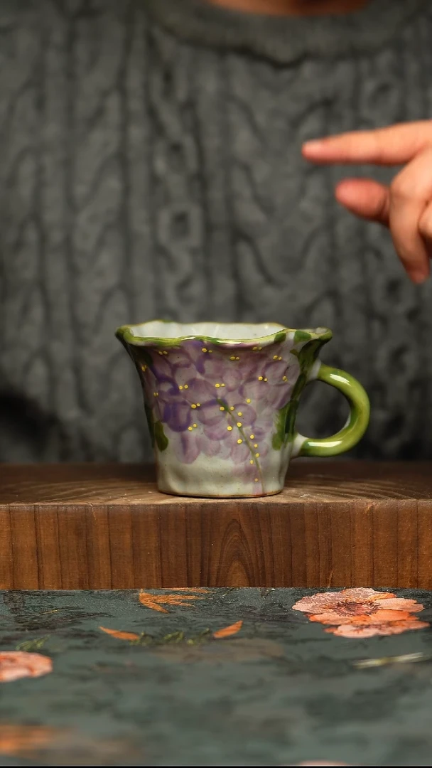 杯釉下彩手工手绘同款陶器