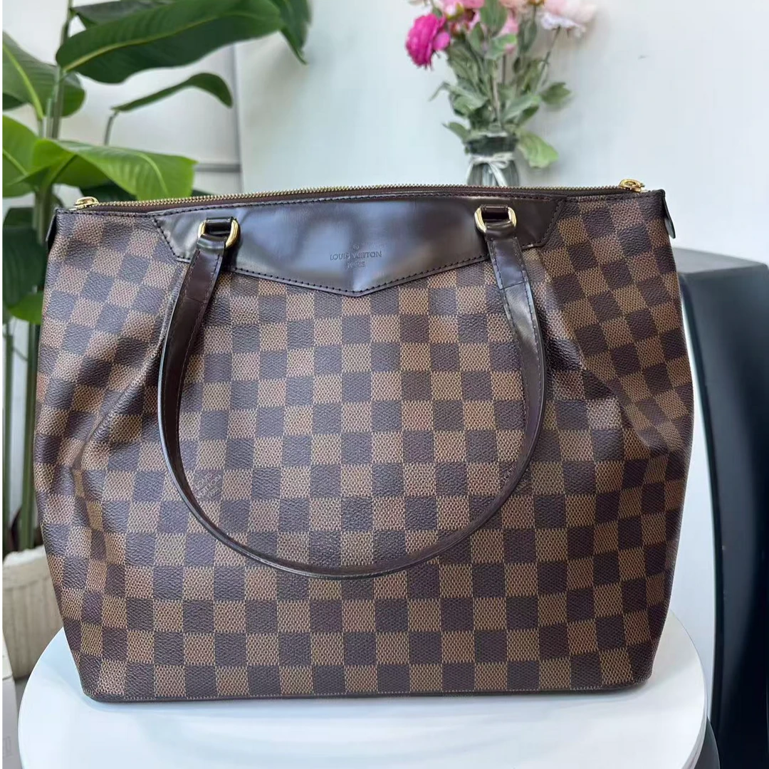 99新 LouisVuitton/路易威登 棕棋盘格托特/单肩时尚女士包