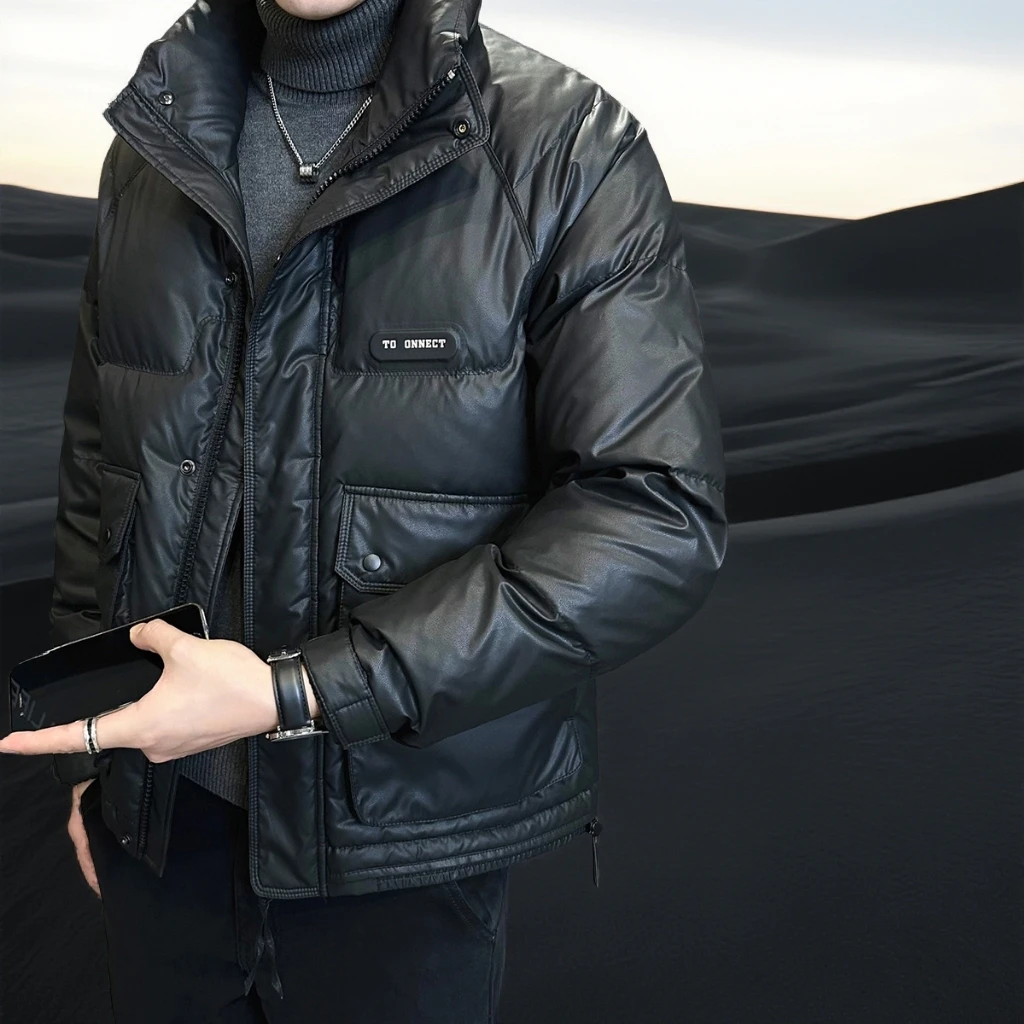 巴赛娜缇羽绒服男士冬季新款男装潮牌青年短款冬装加厚立领外套潮