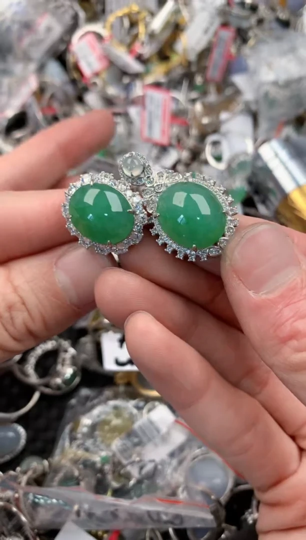 银S925镶嵌戒指翡翠10   7