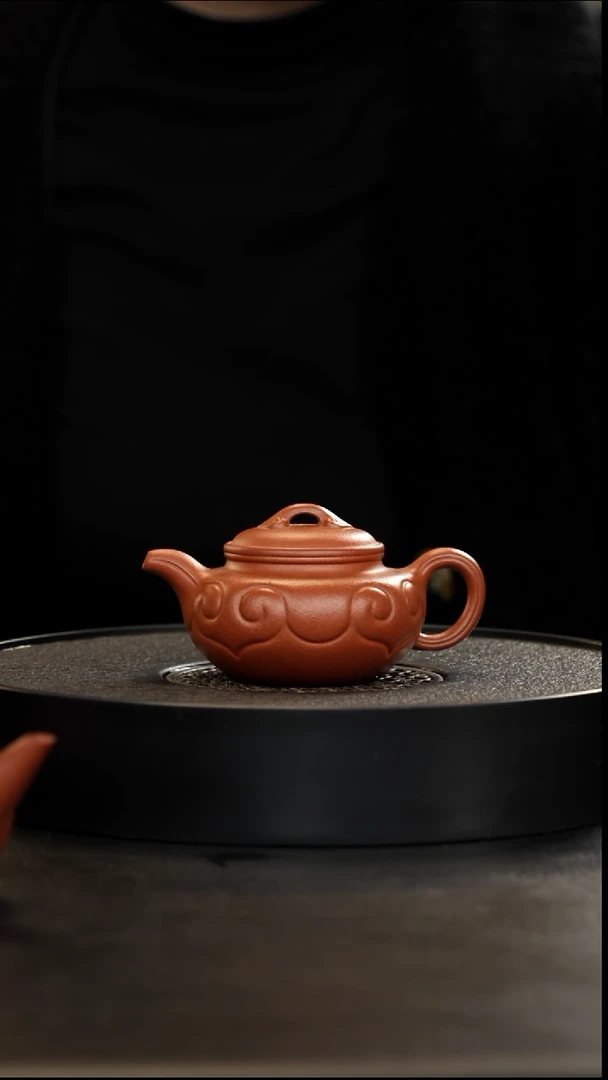 茶壶紫砂正价1300孤品精挑24目满砂红降坡仿古如意150cc