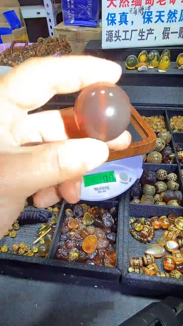 琥珀未镶嵌耳饰天然缅甸琥珀单珠