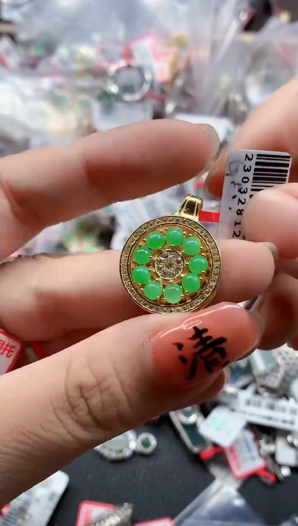 银S925镶嵌戒指翡翠天然A货缅甸翡翠