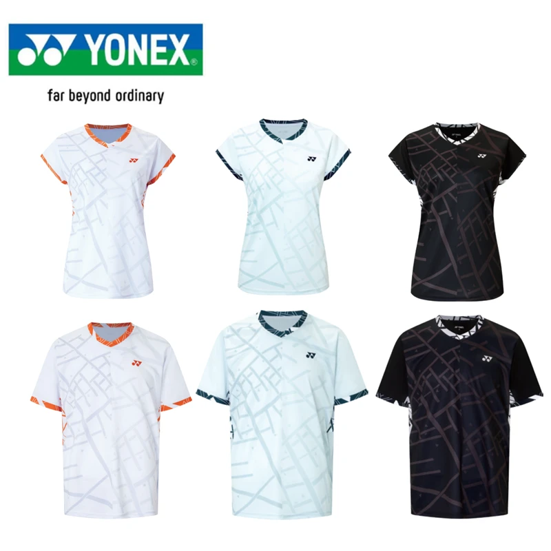 YONEX/尤尼克斯新款运动速干透气羽毛球服男女款短袖T恤印花