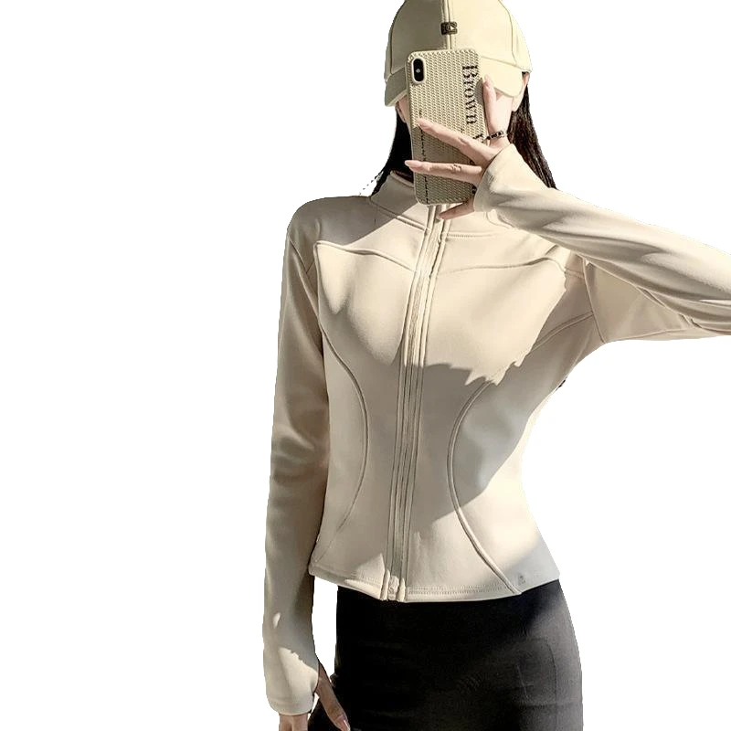 秋冬加绒修身立领瑜伽外套休闲百搭防风保暖