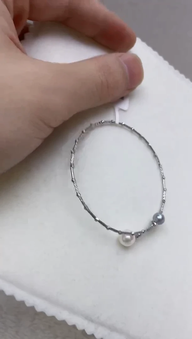 银S925镶嵌手镯海水珍珠