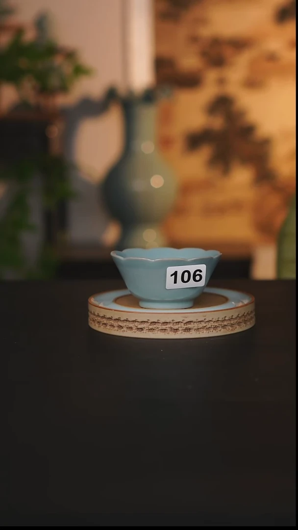 杯子瓷天熙汝瓷仿古花口杯微瑕106