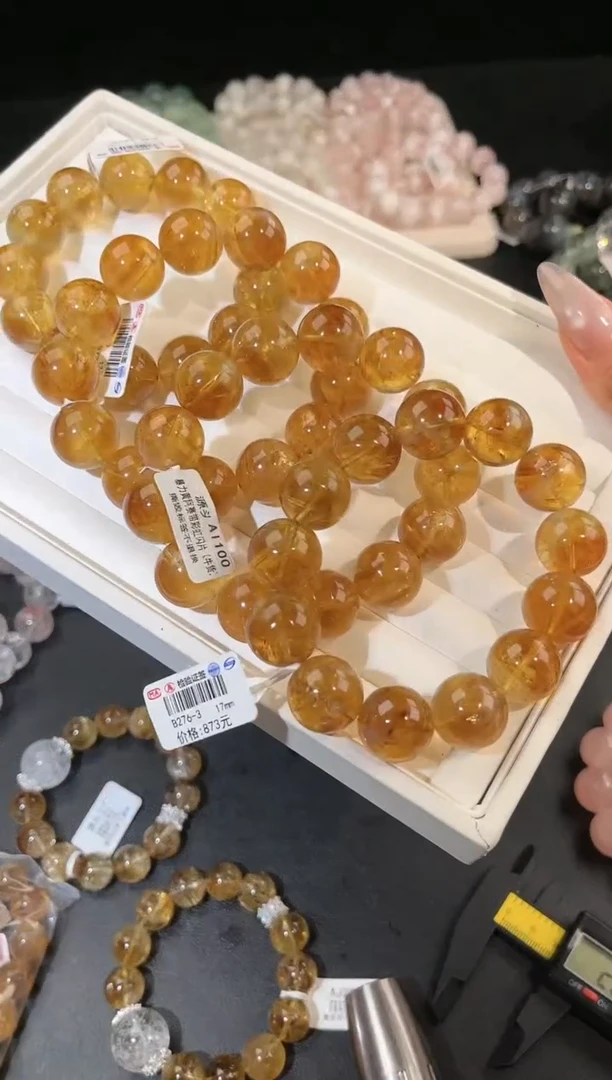 水晶手链未镶嵌多样性发一黄阿赛17mm