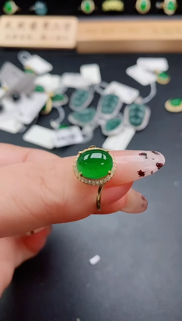 银S925镶嵌戒指翡翠1