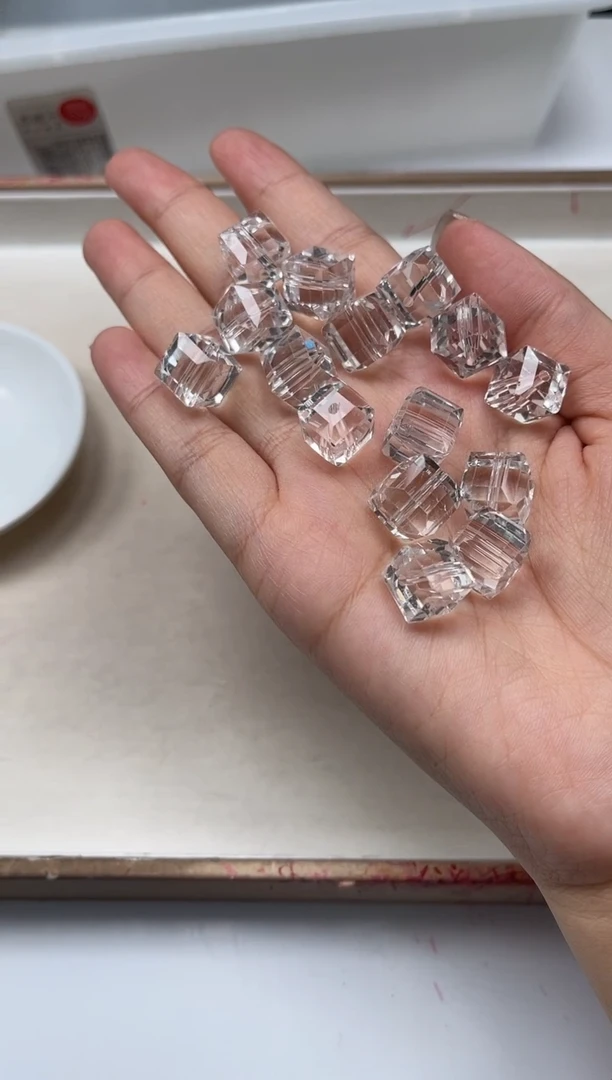 散珠未镶嵌水晶M441白水晶方糖12mm5个9.9元