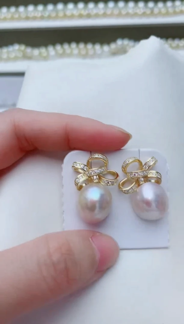 耳饰银S925镶嵌拼合珍珠（马贝珠）A53