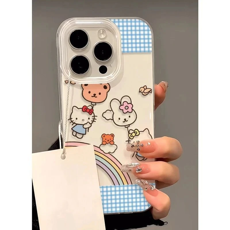 可爱彩虹KT猫适用苹果13手机壳软iphone16pro/15小米vivo华为oppo