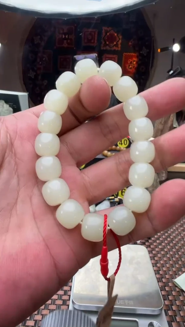 未镶嵌手串和田玉且末料金山白玉卡12老型手串