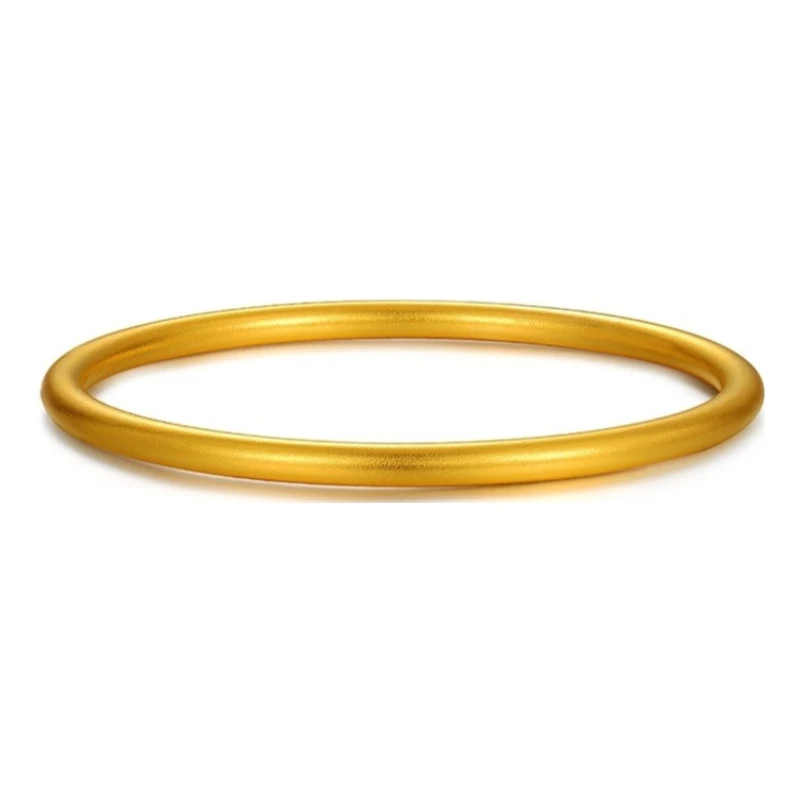 足金999古法素圈厚壁手镯黄金手镯时尚经典传承百搭磨砂金素圈