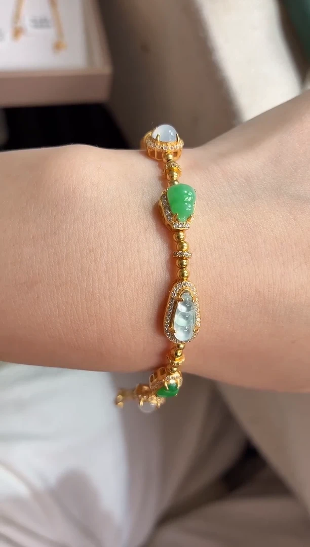 吊坠(不含链)银S925镶嵌翡翠手链