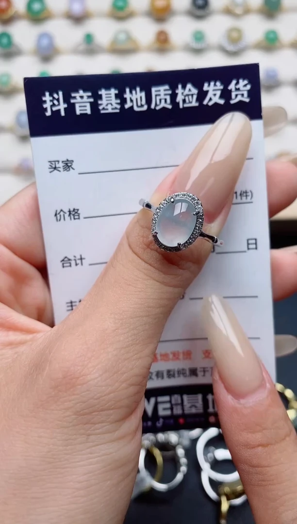 翡翠戒指银S925镶嵌.
