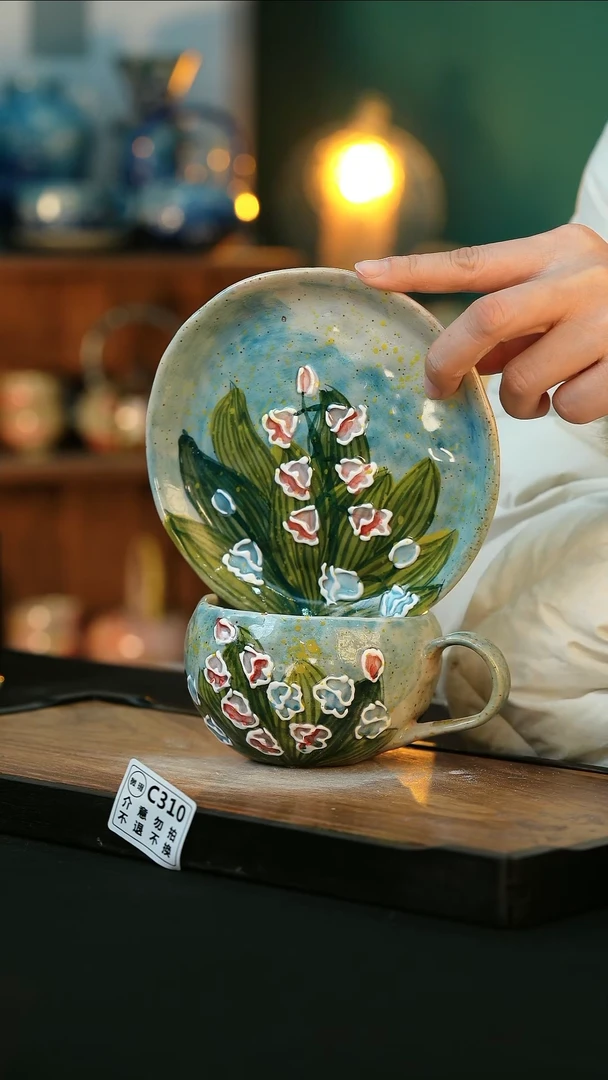 【闪购商品】杯手绘心瓷陶瓷浮力微瑕