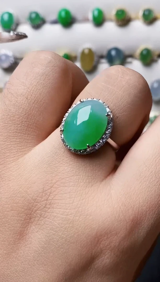 银S925镶嵌戒指翡翠1166