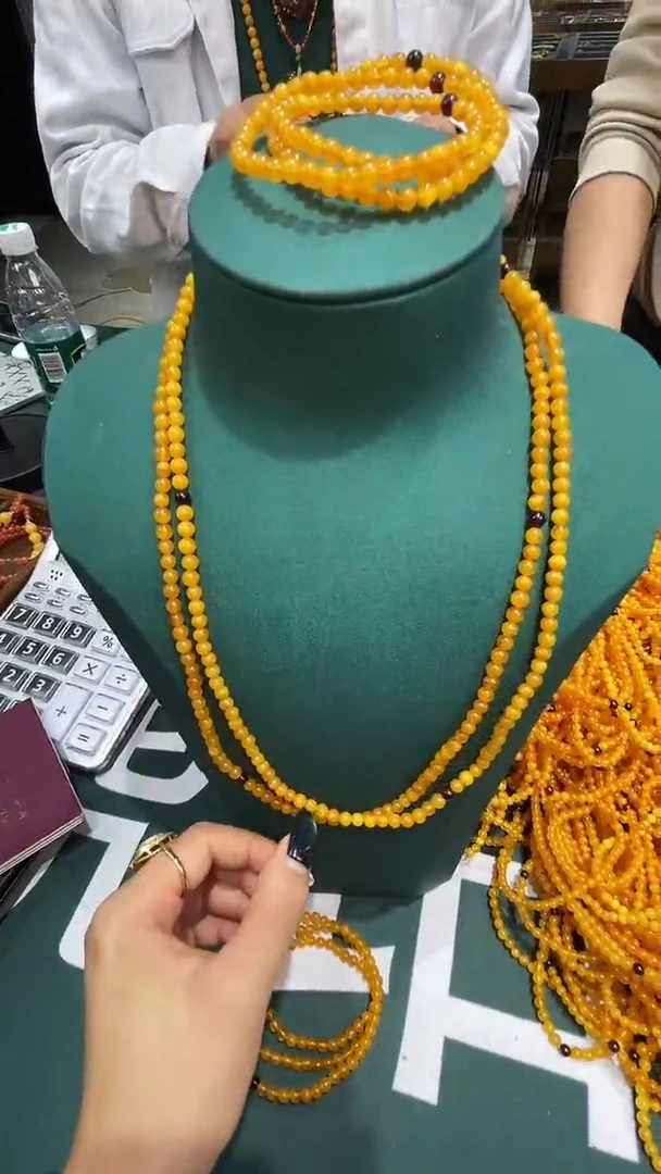 琥珀颈饰未镶嵌琥珀蜜蜡108多样性发其一