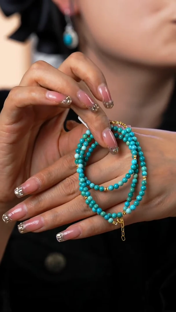 18K金镶嵌绿松石项链多样性发一