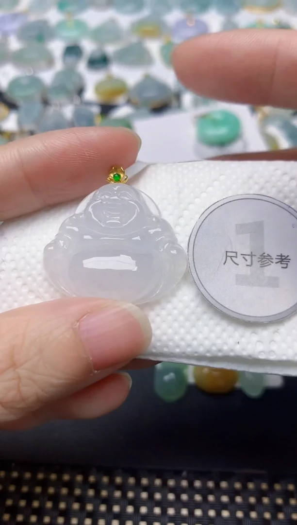 颈饰18K金镶嵌翡翠天然缅甸A货翡翠
