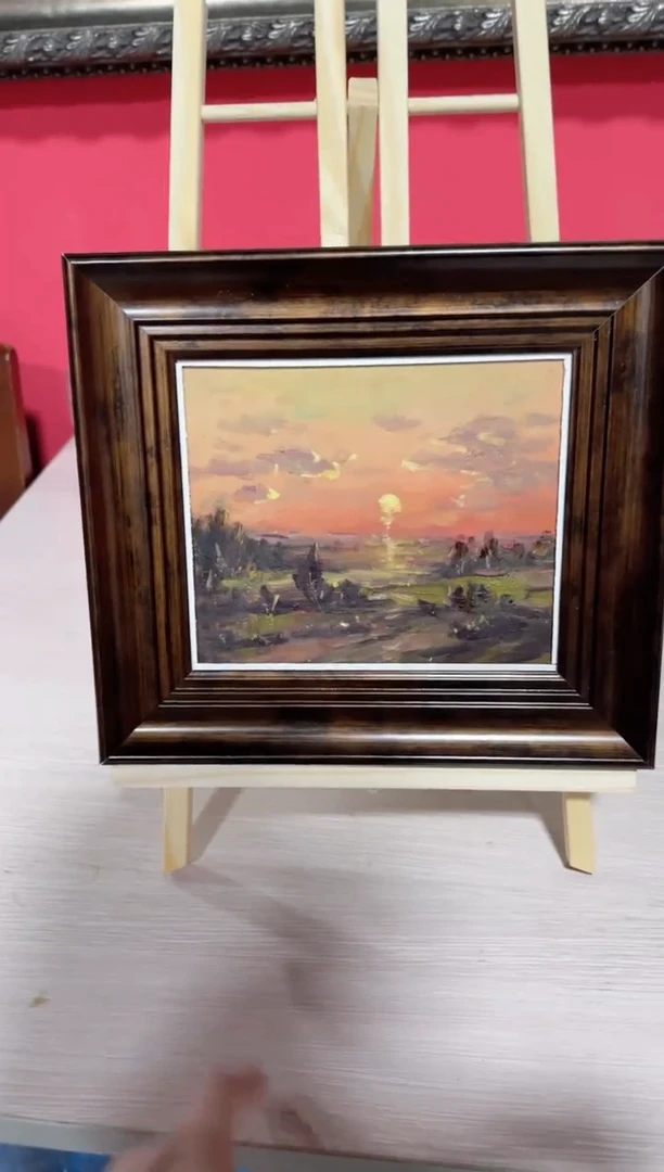 油画俄罗斯手绘油画作品《印象风景》25*28cm带外框收藏证书