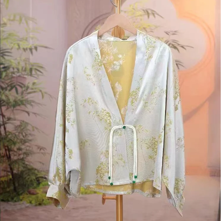 品优-清伴花荫｜新中式国风夏季女装刺绣提花上衣20240661-噜噜