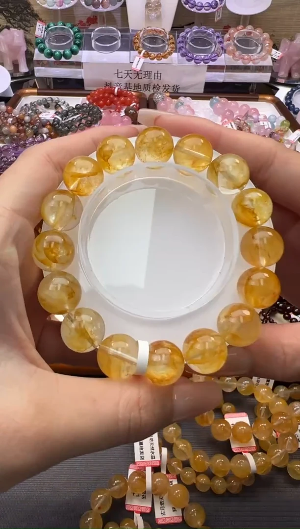 未镶嵌手串水晶黄金胶花13m