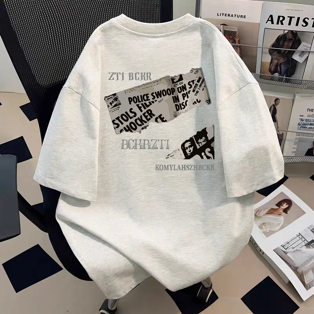 夏季重磅纯棉短袖潮牌美式高街痞帅圆领情侣t恤港风百搭短袖T恤