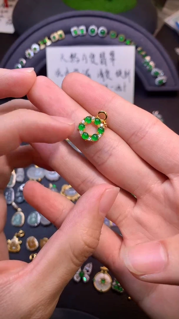 吊坠(不含链)银S925镶嵌翡翠1