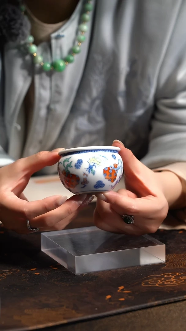 【闪购商品】J涂杏花窑斗彩钱袋子缸杯