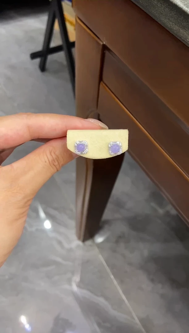 银S925镶嵌挂件翡翠耳饰