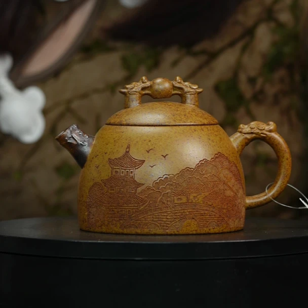 宜兴原矿龙骨金砂龙权紫砂壶