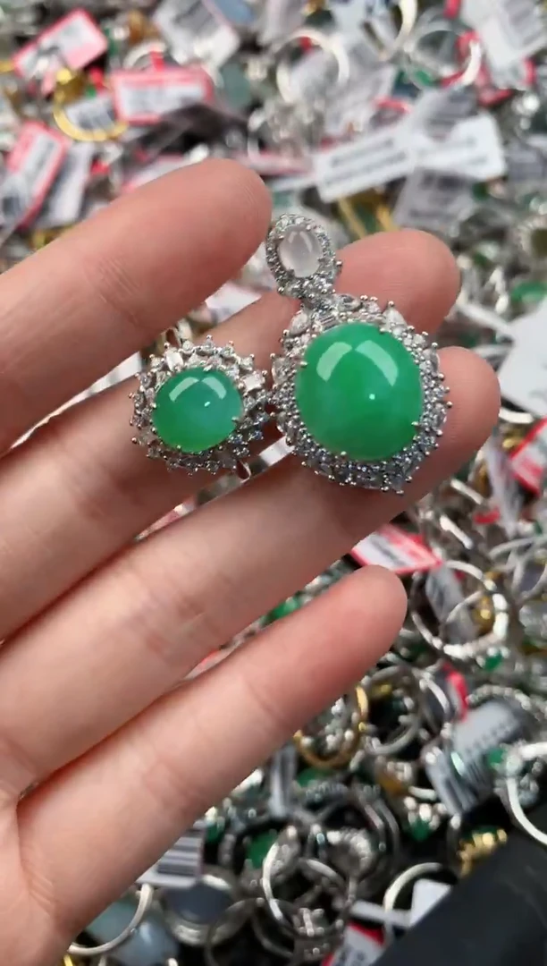 银S925镶嵌戒指翡翠666                2