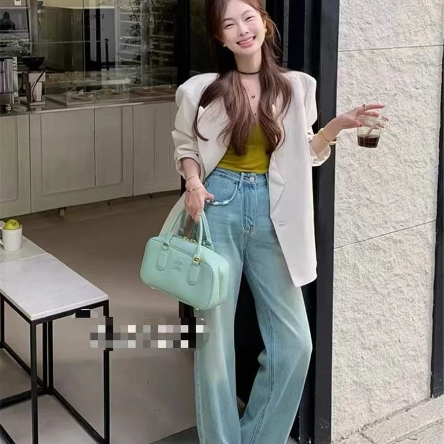 【李姑娘专属】时尚大码女装66198高腰宽松休闲窄版直筒裤