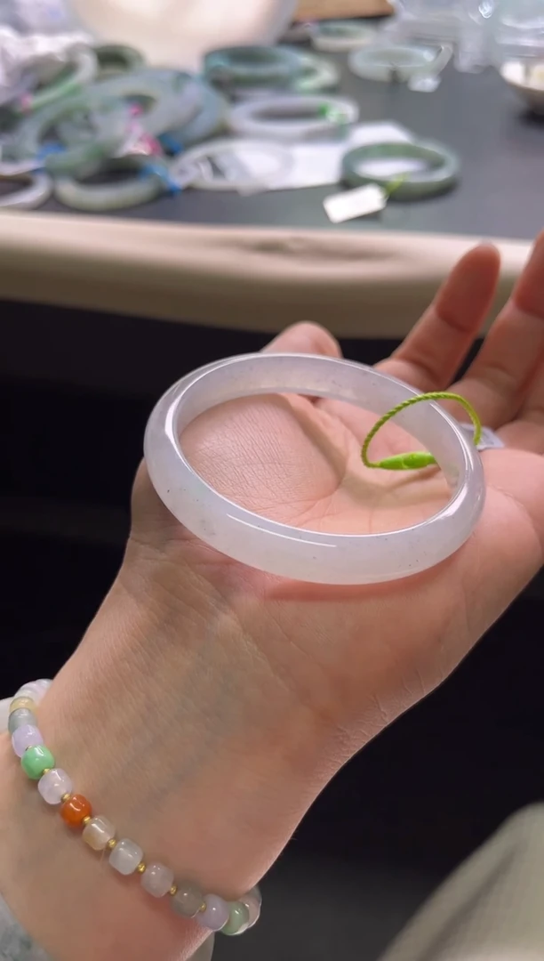 未镶嵌手镯定制翡翠冰芝麻糊54-56「定制不退不换」